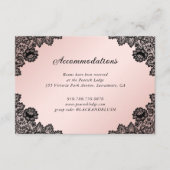 Informatie over zwarte roze Floral line bruiloft Informatiekaartje (Voorkant)