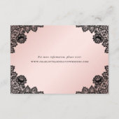 Informatie over zwarte roze Floral line bruiloft Informatiekaartje (Achterkant)