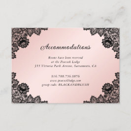 Informatie over zwarte roze Floral line bruiloft Informatiekaartje