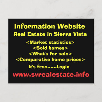 Informatie Website, onroerend goed in Sierra Vist. Briefkaart