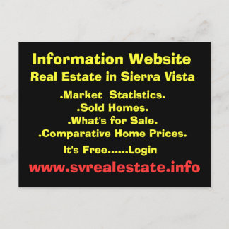 Informatie Website, onroerend goed in Sierra Vist. Briefkaart