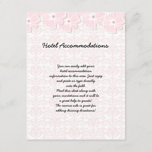 Informatieblad over de bruiloft informatiekaartje (Achterkant)