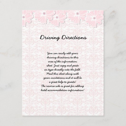 Informatieblad over de bruiloft informatiekaartje (Voorkant)