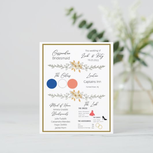 Informatieblad voor bruidsmeisje (Staand voorkant)