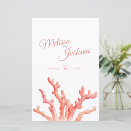 Informatieblad voor Coral waterverf bruiloft (Staand voorkant)