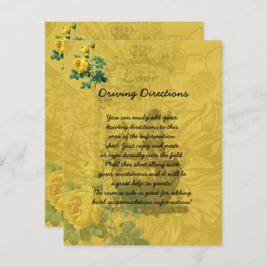 Informatieblad voor gele rozen informatiekaartje (Voorkant / Achterkant)