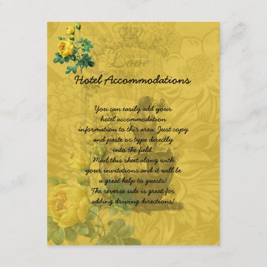 Informatieblad voor gele rozen informatiekaartje (Achterkant)