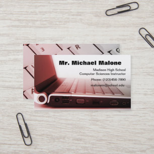 Informatiegegevens over computerlaptoptoetsenbord visitekaartje