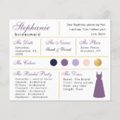 Informatiekaart bruidsmeisje - Stof Paars Goud (Voorkant)