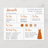 Informatiekaart bruidsmeisje - Verbrand Oranje Jur (Voorkant)