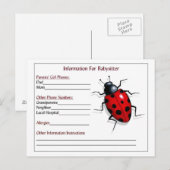 Informatiekaarten voor baby's: Ladybug, kinderopva Briefkaart (Voorkant / Achterkant)
