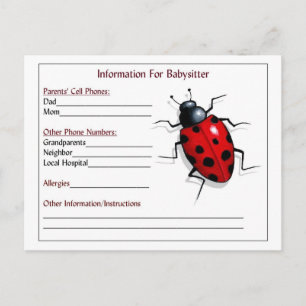 Informatiekaarten voor baby's: Ladybug, kinderopva Briefkaart