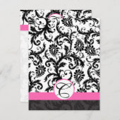 Informatiekaarten voor Black Damask Hot Pink Trim Informatiekaartje (Voorkant / Achterkant)