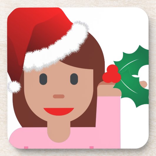 informatiemeisje over xmas emoji drankjes onderzetter (Voorkant)