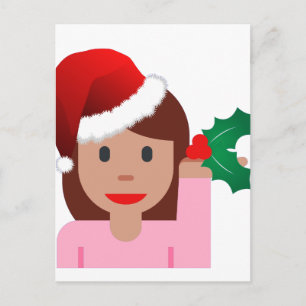 informatiemeisje over xmas emoji feestdagenkaart