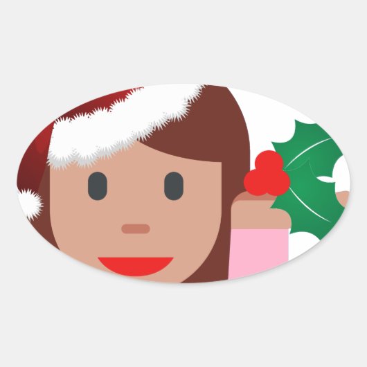 informatiemeisje over xmas emoji ovale sticker (Voorkant)