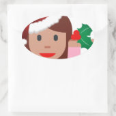 informatiemeisje over xmas emoji ovale sticker (Tas)