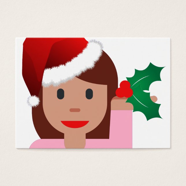 informatiemeisje over xmas emoji visitekaartjes (Voorkant)
