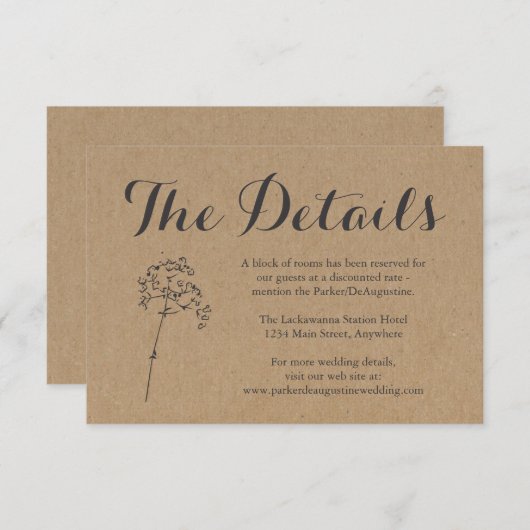 Informatienomsluitingskaart | Rustic Kraft Informatiekaartje (Voorkant / Achterkant)