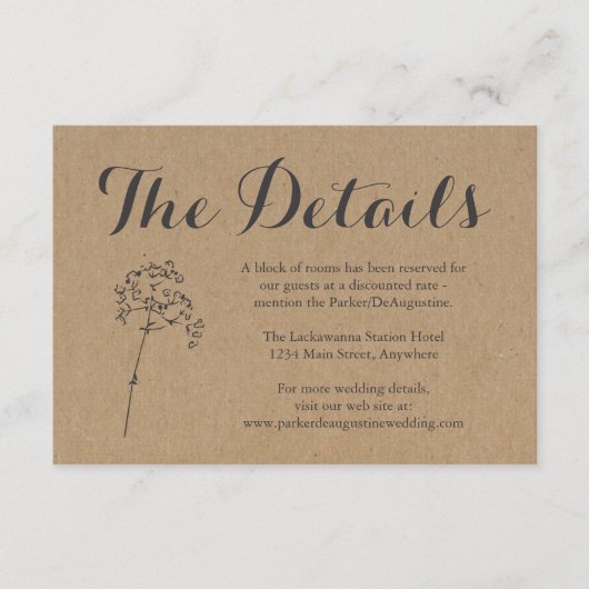 Informatienomsluitingskaart | Rustic Kraft Informatiekaartje (Voorkant)