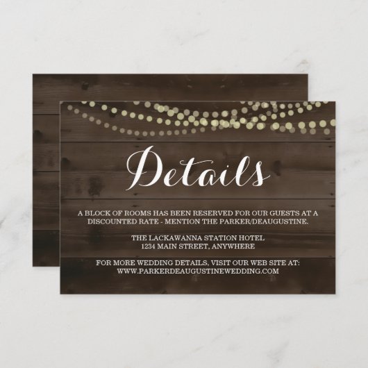 Informatienomsluitingskaart | Rustisch hout Informatiekaartje (Voorkant / Achterkant)