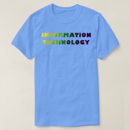 Informatietechnologie Graag glanzend glitchy-tekst T-shirt (Design voorkant)