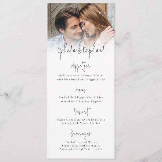 Informeel Fotoscript Boho Bruiloft Menu Kaart (Voorkant)