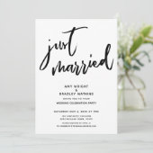 Informeel Handgeschreven Net Getrouwd Trouwrecepti Kaart (Staand voorkant)
