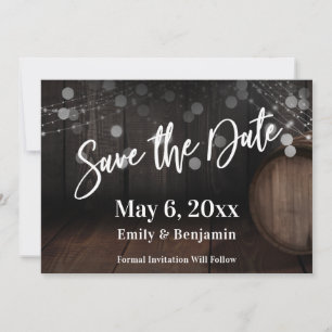Informeel Handgeschrift Fonkelende Lichten Houten Save The Date