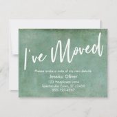 Informeel I've Moved Turquoise Grunge Aankondiging (Voorkant)