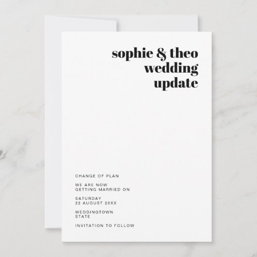 Informeel Minimalistisch | Moderne Trouwdatum Upda Aankondiging (Voorkant)
