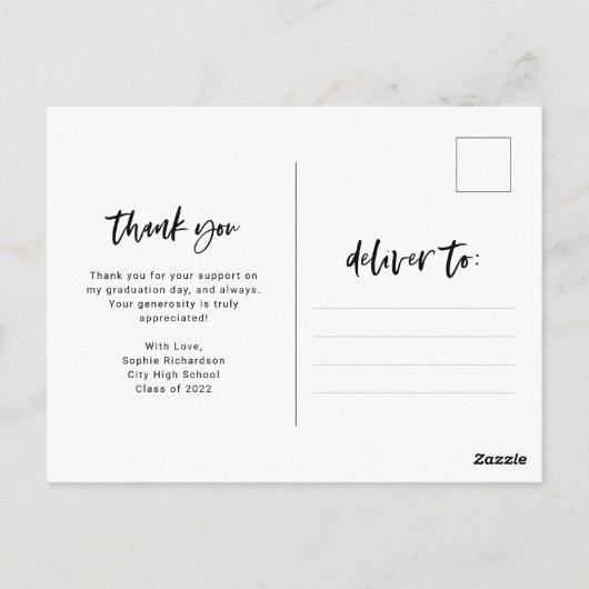 Informeel schrift en foto | Afstudeer dankjewel Briefkaart (Achterkant)