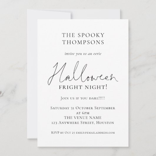 Informeel Script Spooky Halloween Party Kaart (Voorkant)