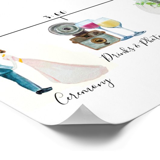 Informeel trouwschema Welkomstteken Poster (Hoek)