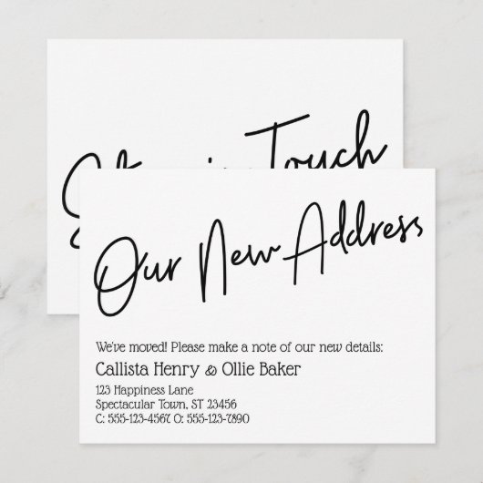 Informele Aankondiging Nieuwe Adres Zwart Wit (Voorkant / Achterkant)