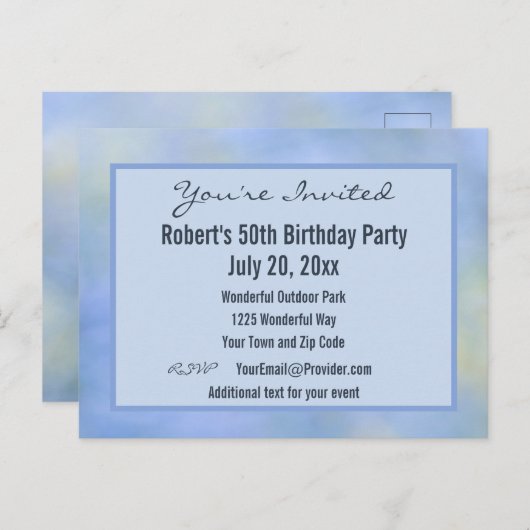 Informele Abstract Blauwe Gele Patroon Evenement U Briefkaart (Voorkant / Achterkant)