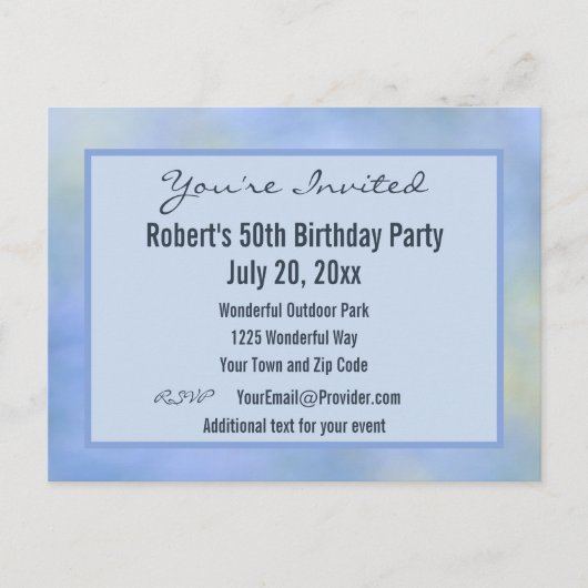 Informele Abstract Blauwe Gele Patroon Evenement U Briefkaart (Voorkant)