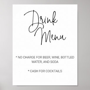 Informele beperkte drankkaart voor bruiloft poster