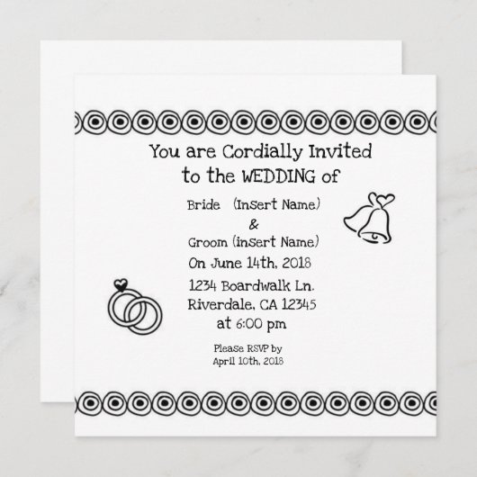 Informele bruiloft kaart (Voorkant / Achterkant)