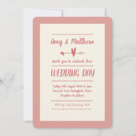 Informele bruiloft uitnodiging Dusky Pink en Cream