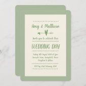 Informele bruiloft uitnodiging Sage Groen en Crème (Voorkant / Achterkant)