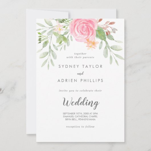 Informele bruiloft van de lente Peony Kaart (Voorkant)