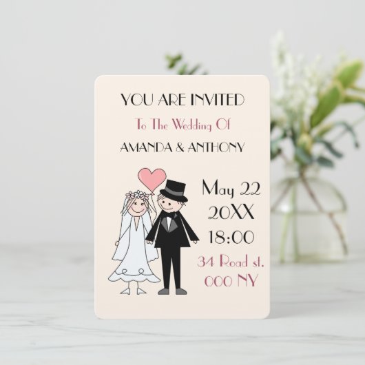 Informele casual unieke en originele uitnodiging (Staand voorkant)