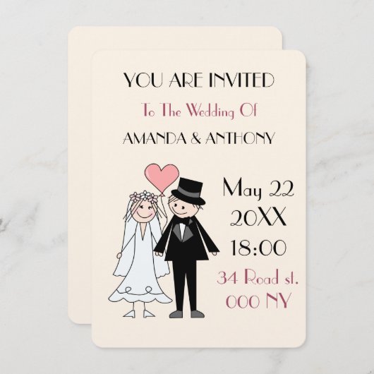 Informele casual unieke en originele uitnodiging (Voorkant / Achterkant)