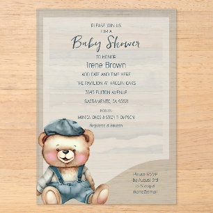 Informele charmante beer babyshower uitnodiging