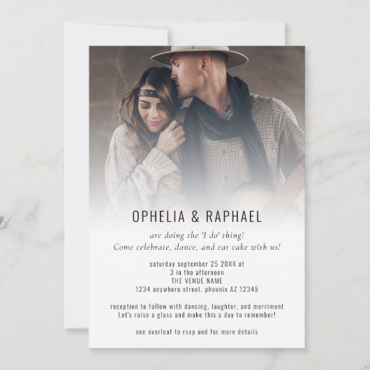 Informele foto Overlay QR Code Leuk Bruiloft Kaart (Voorkant)