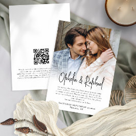 Informele foto overlay script QR code Boho bruilof Save The Date