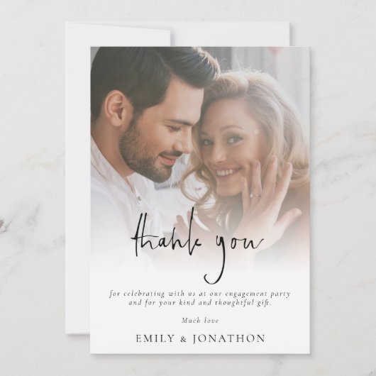 Informele foto van script Verloving Dank u Kaart (Voorkant)