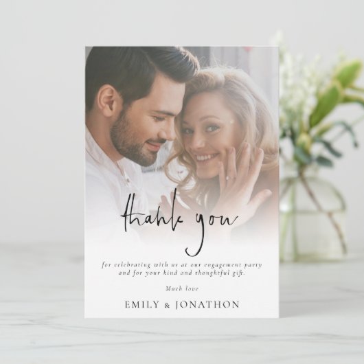 Informele foto van script Verloving Dank u Kaart (Staand voorkant)