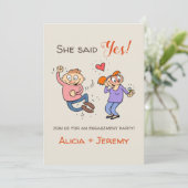 Informele grappigheid Ze zei ja Verloving uitnodig Kaart (Staand voorkant)
